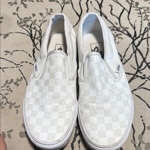 Vans White Checkered Slip-On Shoes